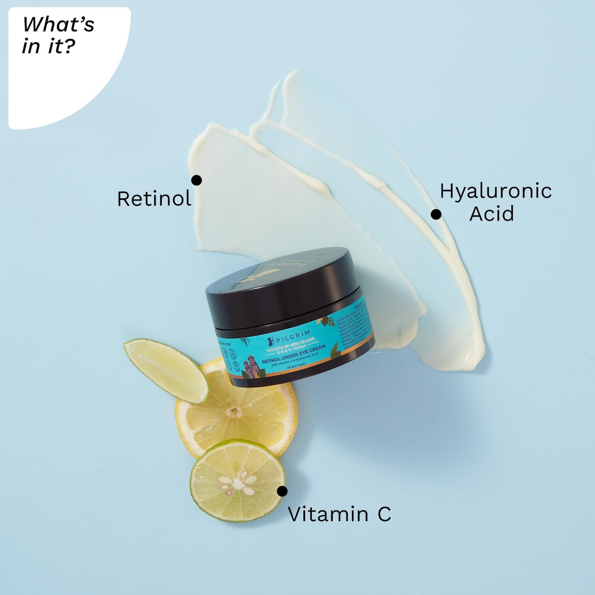 Pilgrim Korean Retinol Under Eye Cream with Vitamin C & Hyaluronic Acid, 30g - Image 3