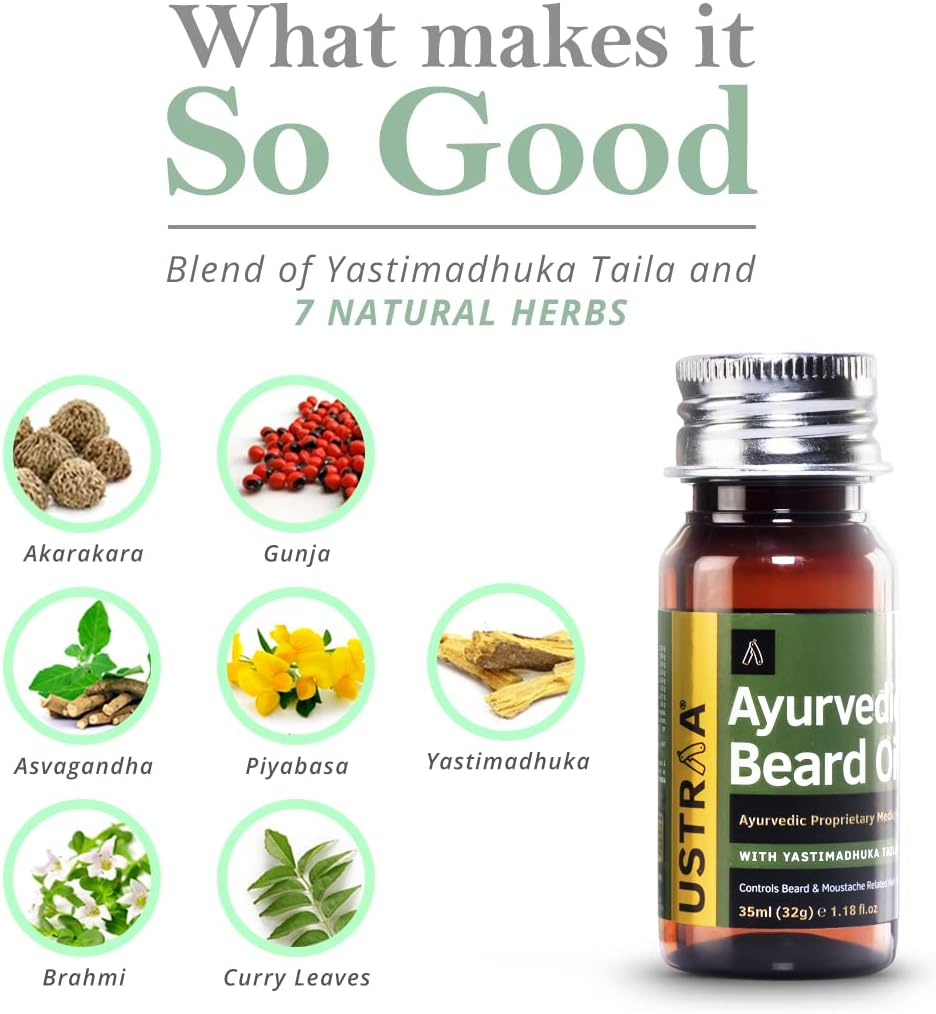 Ustra Ayurvedic Beard Oil with Yastimadhuka Taila - 35 ml - Image 3
