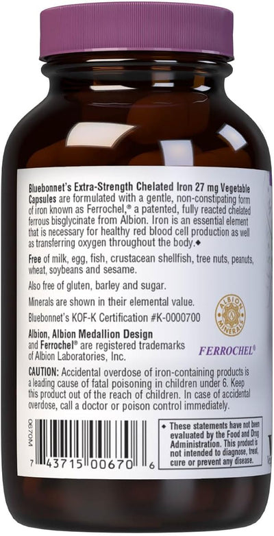 BlueBonnet Nutrition Extra Strength Chelated Iron 27mg, 90 Veggie Caps - Image 8