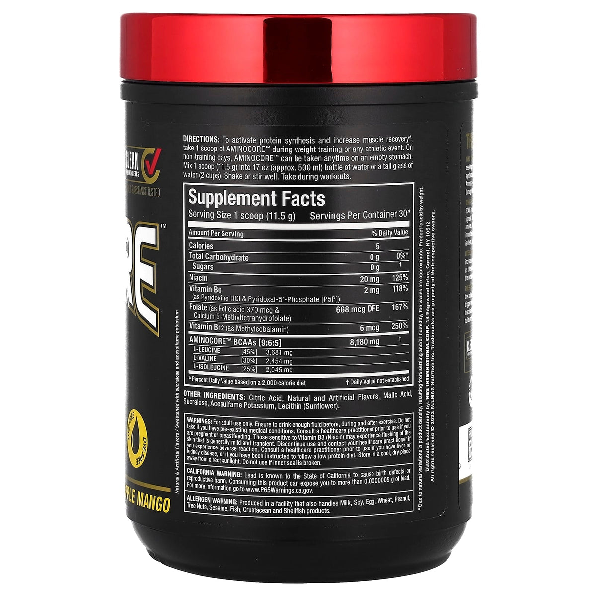 Allmax Nutrition Aminocore BCAA Powder - Pineapple Mango, 345g - Image 2