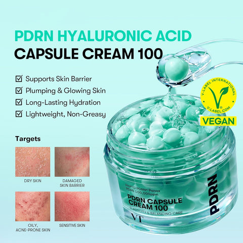 VT COSMETICS PDRN Capsule Cream 100, Hydrating Face Moisturizer with 100,000ppm PDRN, Hyaluronic Acid, 9 Peptides, Firming & Plumping Nourishing Cream, Korean Skin Care (1.69 fl. oz.) - Image 2