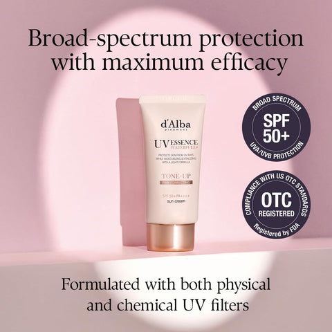 d'alba Piedmont Italian White Truffle Waterfull Tone-up Sunscreen, pure and Vegan hybrid pink tinted moisturizer, glow and brightening sunscreen, gentle and safe use sunscreen - Image 3