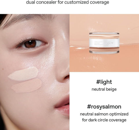 glow not dry concealer #light #rosysalmon, covers under-eye circles & blemishes, full-coverage, dual-color&use, melt-in texture, 10g - Image 5