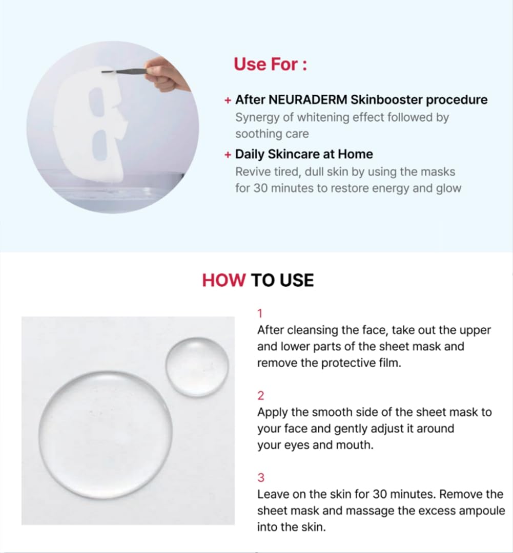 Neuraderm Hydro Brightening Facial Sheet Mask Pack - 5 Sheets - Image 2