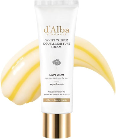 d'alba Piedmont Italian White Truffle Double Serum & Cream, Adjustable 2-in-1 Intensive Care, Cream for Elasticity and Shine, Mild and Vegan Double Cream (60 ml) (Tube)