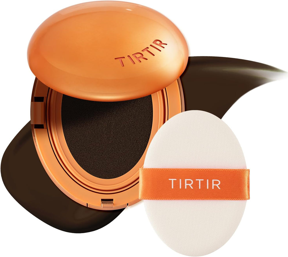 TIRTIR Mask Fit Ai Filter Cushion Foundation | AI-Like Semi-Matte Finish - Up to 72-Hour Medium to Full Coverage Korean BB Cushion Make up Beauty, #55N Espresso, 0.63 Fl Oz