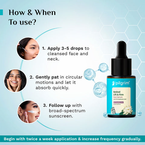 Pilgrim Retinol & Hyaluronic Acid Lift & Firm Serum- 30 ml