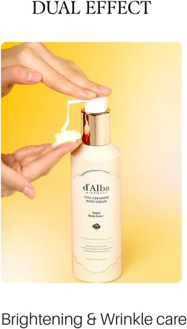 d'Alba Vita Ceramide Body Cream Vegan Brightening Body Moisturizer with Vitamin C & Ceramide, Daily Moisture & Nourishing Care for All Seasons, Radiant Skin & Aromatic Citrus Floral Scent 270ml - Image 5