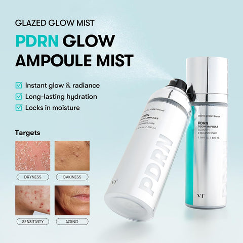 VT COSMETICS PDRN Glow Ampoule, PDRN Facial Mist, Deep Hydration Spray Serum, Vegan Skin Care, Light-weight Face Moisturizer, Plumping Effect, Fragrance-Free, Korean SkinCare (3.38 fl oz / 100 ml) - Image 2