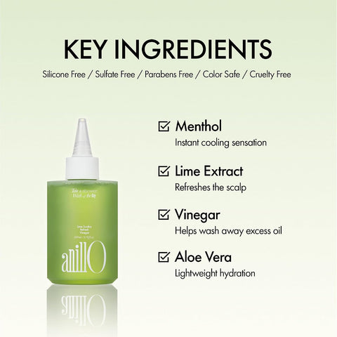 Lime Sunday Refresh Hair Vinegar with Vitamin C, Vinegar, Green Mint for Deep Cleansing Oily Scalp and Reducing Oil Production, Lime Citrus Scent, Silicone, Sulfate & Paraben Free (200ml / 6.76 fl.Oz) - Image 3