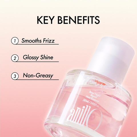 ANILLO Rosy Night Hair Oil Essence - Korean Hair Oil - All-Day & Overnight Deep Repair for Dry, Damaged Hair - Rose & Peptide Blend - Vegan Formula - Musky Floral Scent, 1.69 fl oz - Image 2