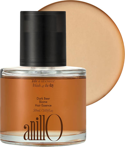 ANILLO Dark Beer Biome Hair Essence with beer yeast, protein complex, natural oil for hair growth, Mint Sandalwood Scent, Paraben-Free (50ml / 1.69 fl. Oz)