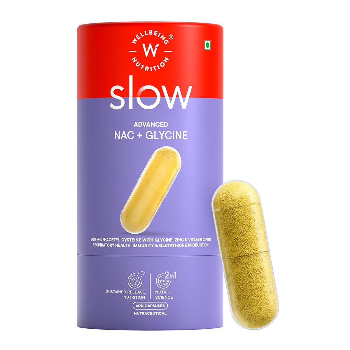 Wellbeing Nutrition Advanced NAC + Glycine 60 Capsules in a bottle