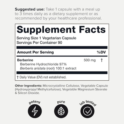 Toniiq Berberine HCl Capsules - Ultra High Strength, 500mg, 90 Veggie Capsules - Image 8