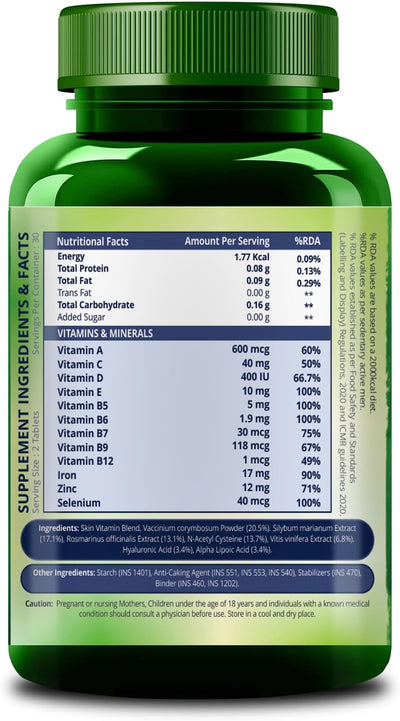 Himalayan Organics Skin Vitamin Tablets with Hyaluronic Acid - 60 Count - Image 7