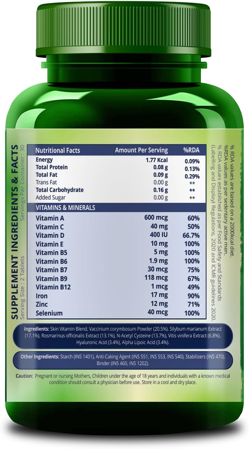 Himalayan Organics Skin Vitamin Tablets with Hyaluronic Acid - 60 Count - Image 7