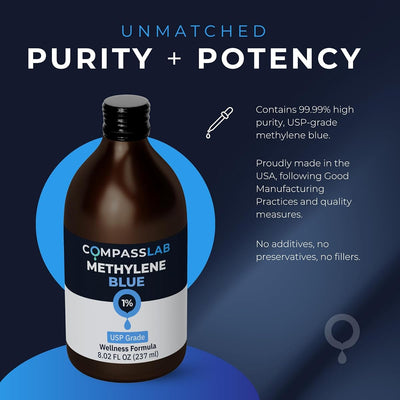 COMPASS LABORATORY Methylene Blue 1% Liquid - USP Grade, 237ml - Image 2