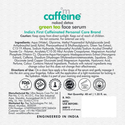 mCaffeine Green Tea Face Serum with Vitamin C and Hyaluronic Acid - 40ml - Image 8