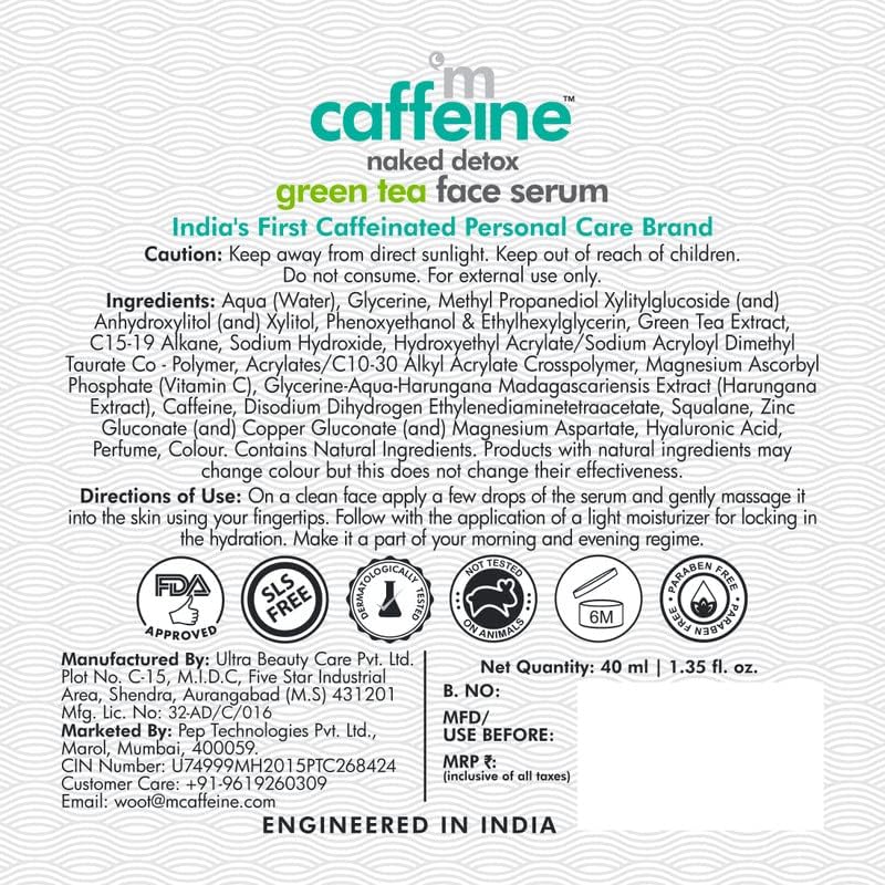 mCaffeine Green Tea Face Serum with Vitamin C and Hyaluronic Acid - 40ml - Image 8