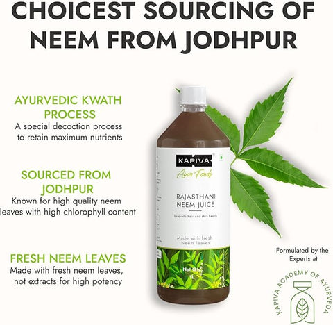 Kapiva Neem Juice | Made with Rajasthani Neem | Helps Boost Immunity and Fight Infections (1L)