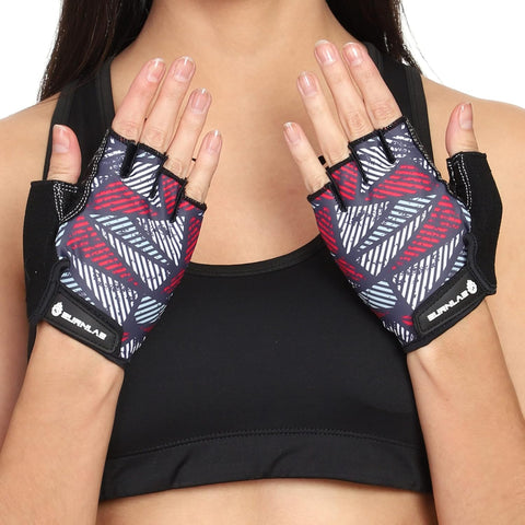 Burnlab Flex Gym Gloves for Men and Women - Ideal for Weightlifting, Cycling, Crossfit, Offers Good Grip and Soft Padding (White & Pink XL)