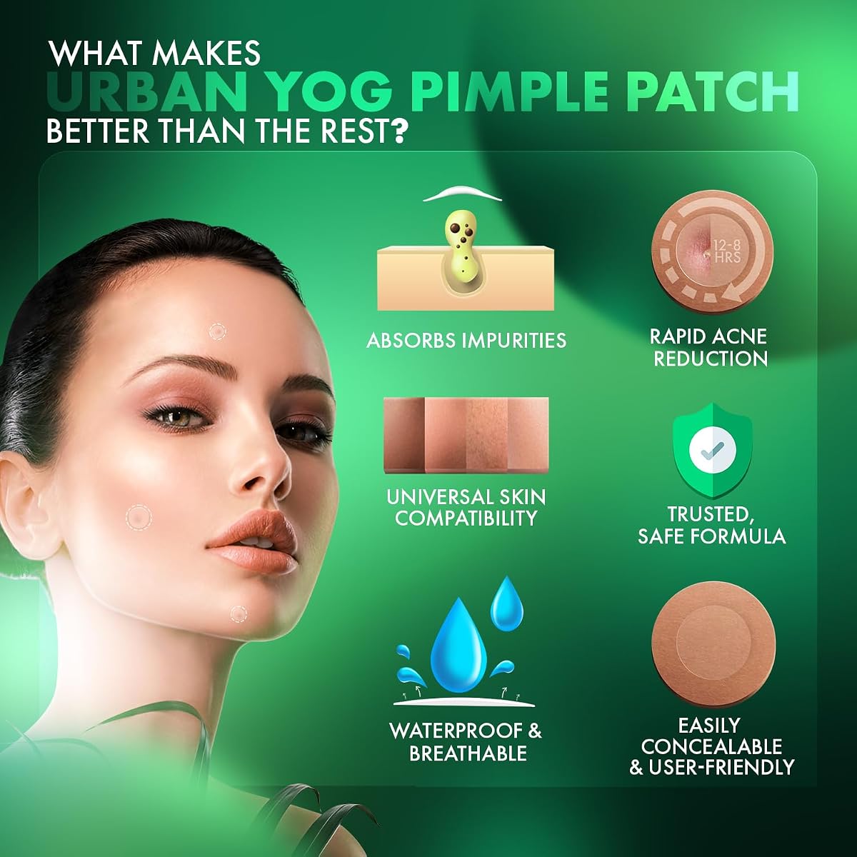 UrbanYog Hydrocolloid Acne Pimple Patch - Invisible Stickers, 72 Dots - Image 3