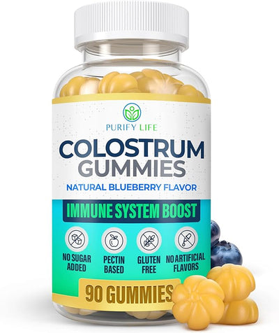 Purify Life Sugar-Free Colostrum Gummies 90 Natural Blueberry Flavor