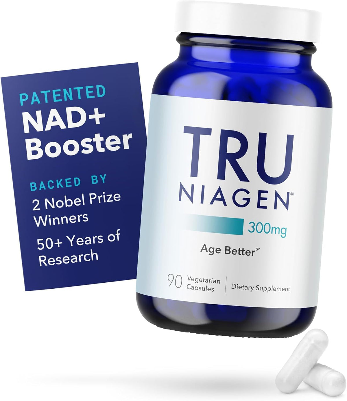 90ct/300mg Multi Award Winning Patented NAD+ Boosting Supplement - More Efficient Than NMN - Nicotinamide Riboside for Cellular Energy Metabolism & Repair. Vitality, Muscle Health, Healthy Aging