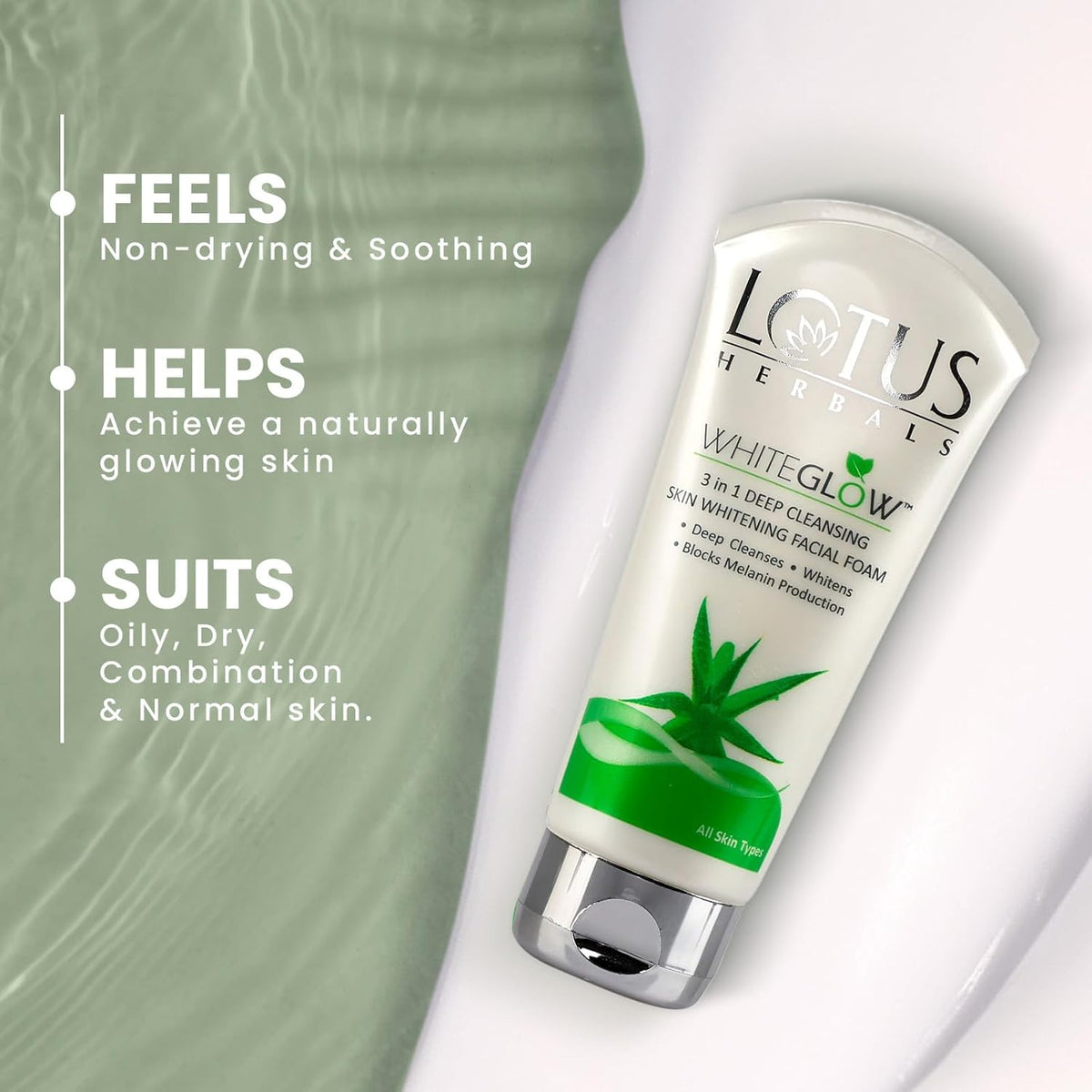 Lotus Herbal Whiteglow 3 In 1 Deep Cleansing Skin Whitening Facial Foam - 100g - Image 4