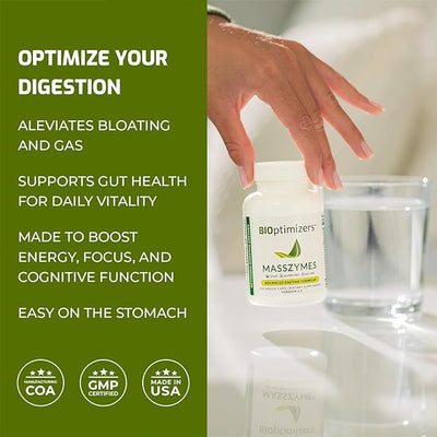 BiOptimizers MassZymes Advanced Enzyme Formula - Gut Health Capsules - Image 2
