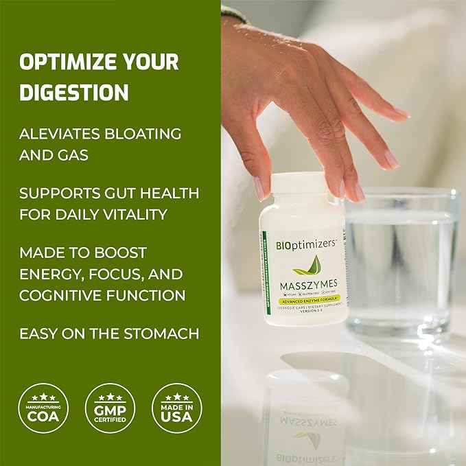 BiOptimizers MassZymes Advanced Enzyme Formula - Gut Health Capsules - Image 2