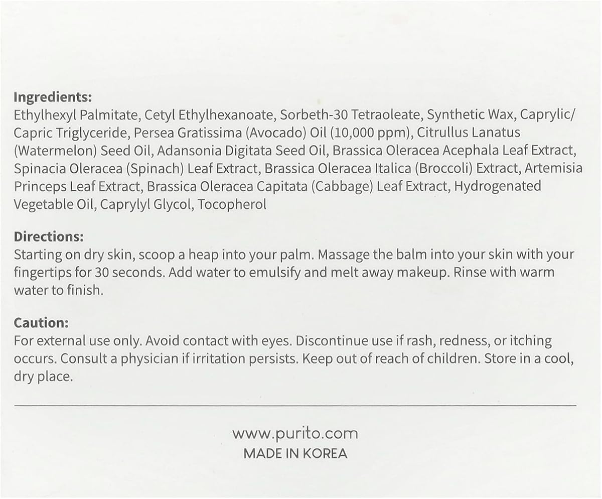 Purito From Green Avocado Cleansing Balm - Hydrating Makeup Remover with Watermelon & Baobab Oils - 100ml - Image 3