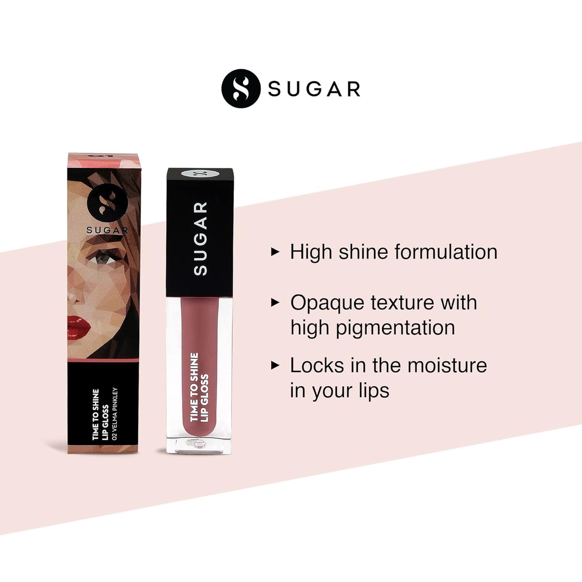 Sugar Cosmetics Time To Shine Lip Gloss - Velma Pinkley Shade - Glossy Finish - 5ml - Image 3