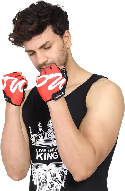 Burnlab Basic Gym Gloves with Wrist Support, Red - Size S - Image 3