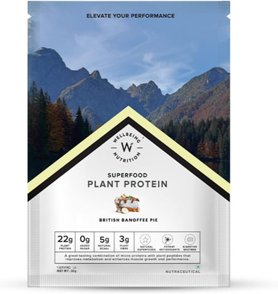 Wellbeing Nutrition Organic Vegan Plant Protein Isolate Powder - British Banoffee Pie, 32g
