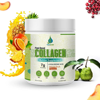 VEDAPURE Plant Based Skin Collagen Builder Supplement Mixed Fruit 210g Pack of 2