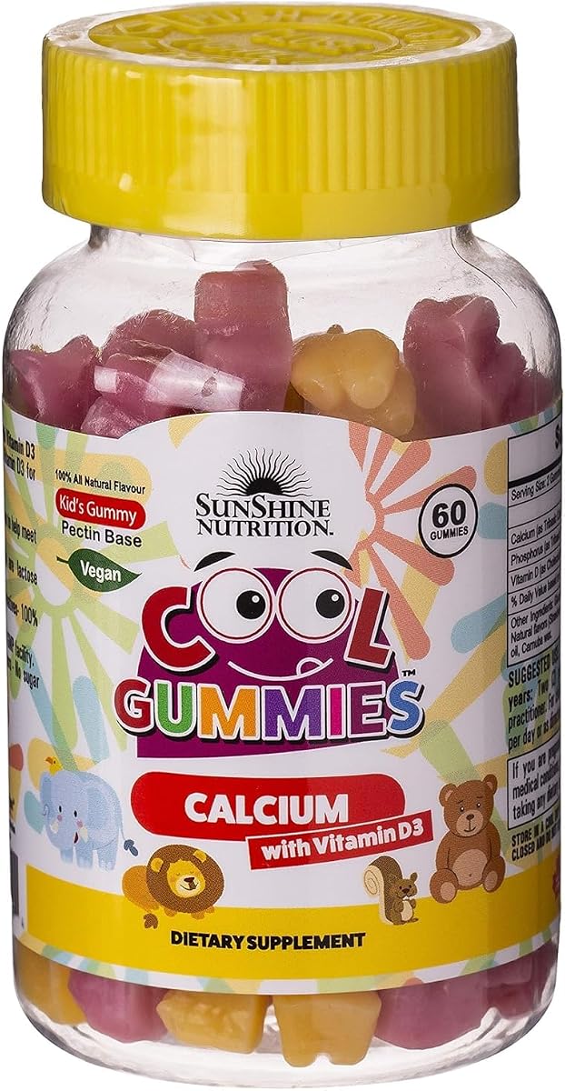 Sunshine Nutrition Cool Gummies - Calcium with D3, Vegan, 60 Gummies