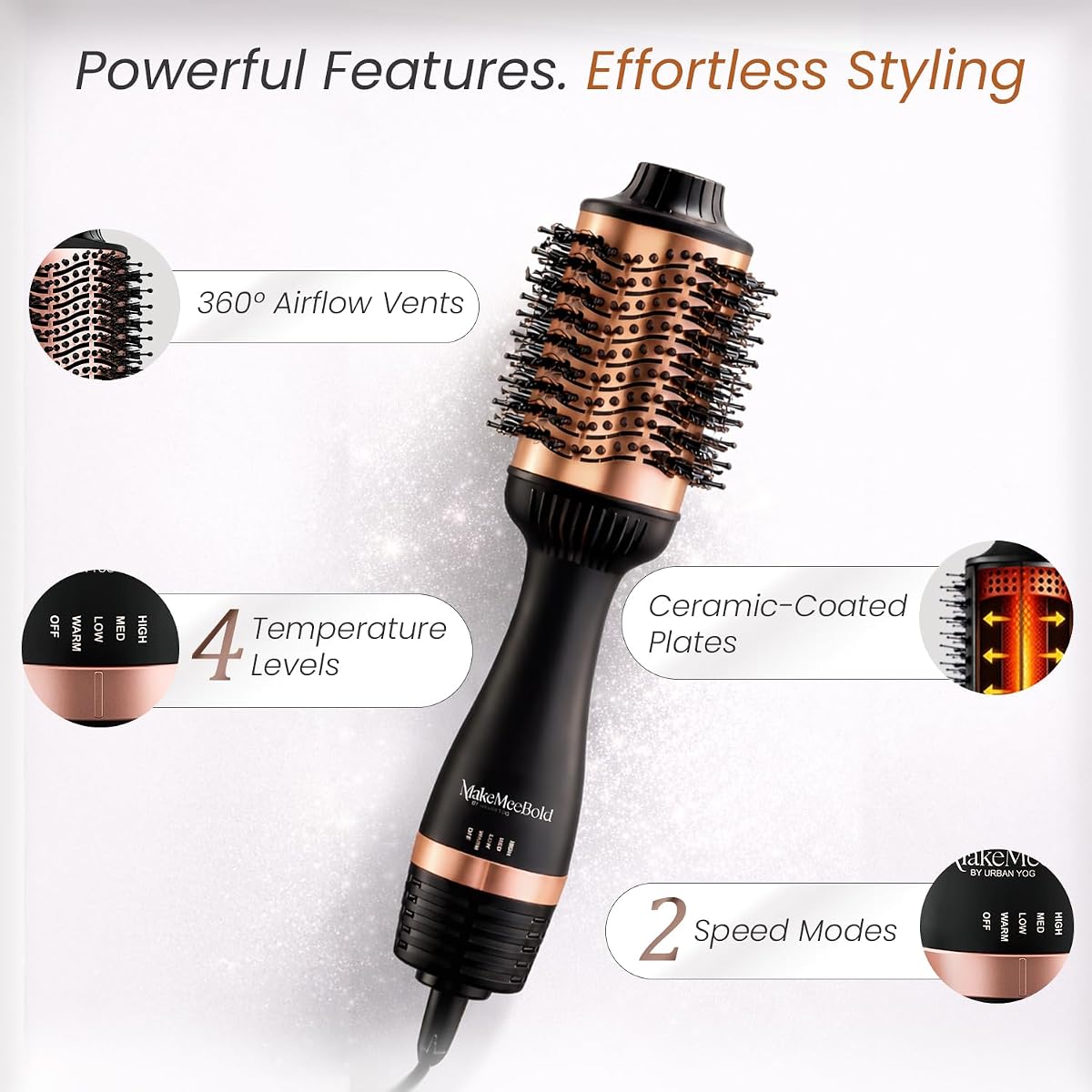 UrbanYog MakeMeeBold Hot Air Brush - Dual Function Blow Dryer & Straightener - Image 3
