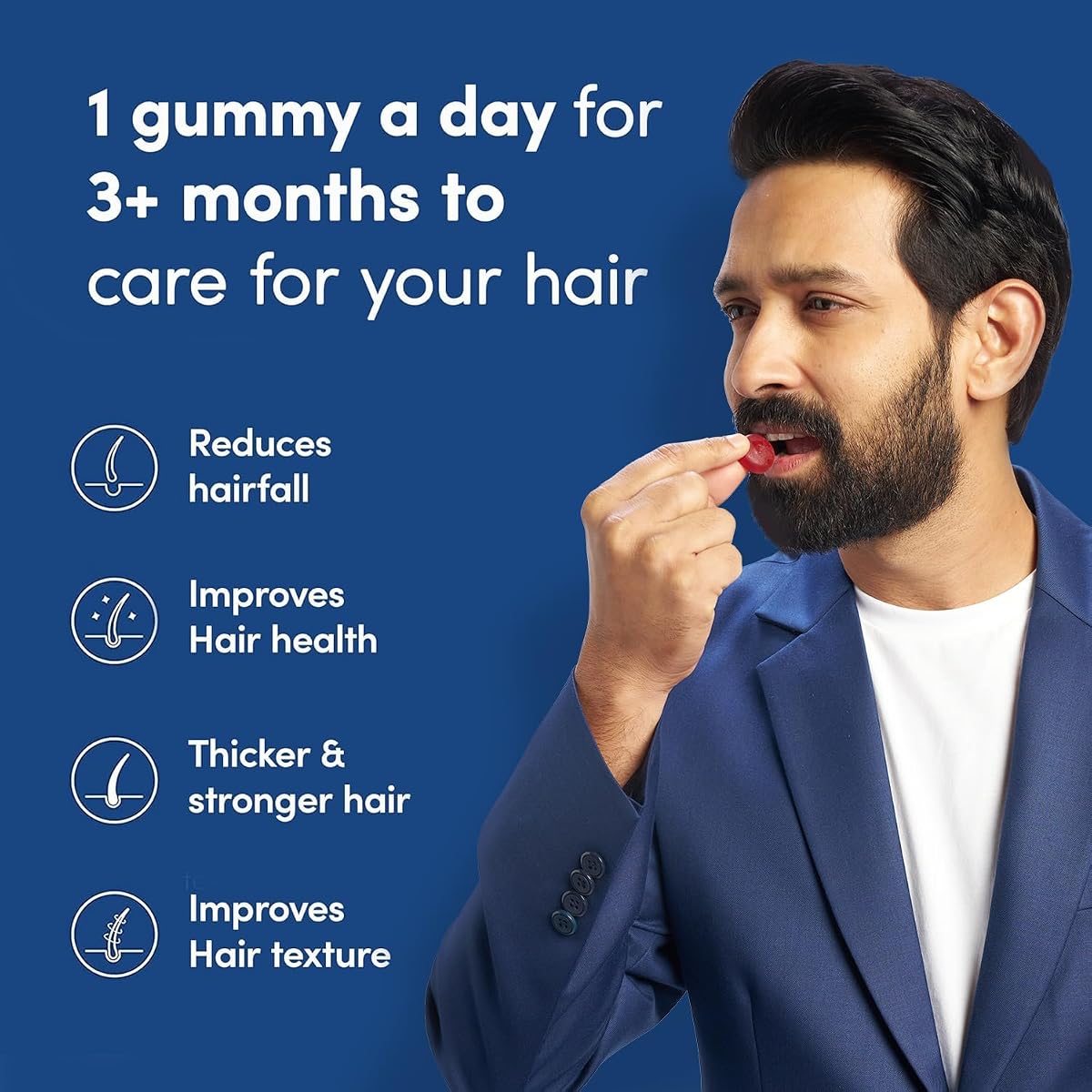 Man Matters Biotin Hair Gummies with DHT Blockers - 100% Vegan - 90 Gummies - Image 2
