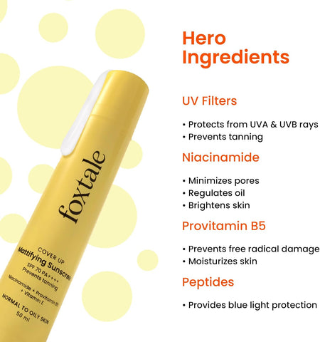 Foxtale Niacinamide Matte Sunscreen Mattifying Sunscreen Spf70+Pa++++ 50Ml