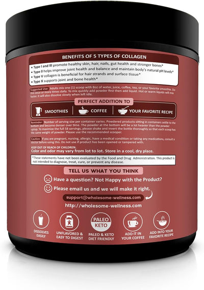 Wholesome Multi Collagen Peptides Protein Powder, Unflavored, 454g - Image 3