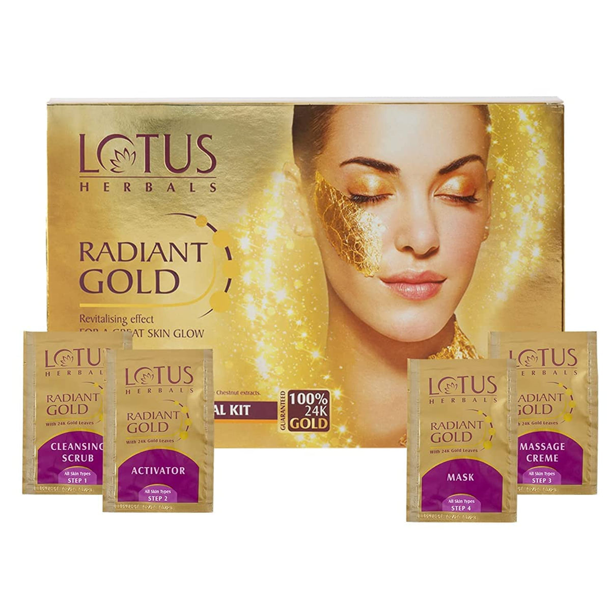 Lotus Herbals Radiant Gold Cellular Glow Facial Kit - Masks & Exfoliators