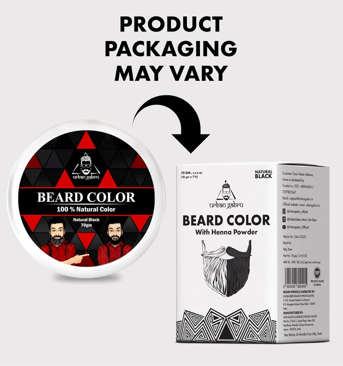 Urban Gabru Beard Colour - Black, Henna Enriched, 70g - Image 2