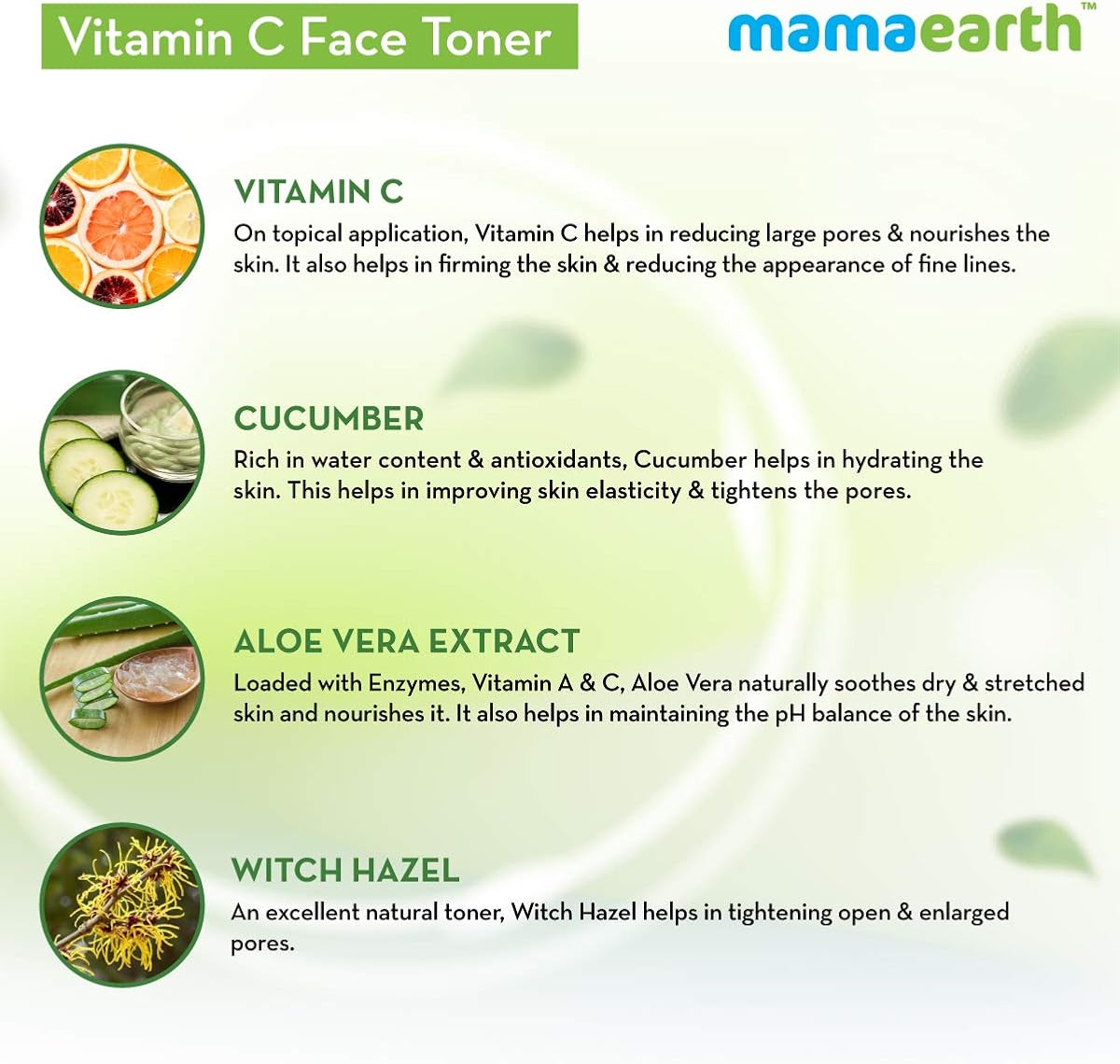 Mamaearth Vitamin C Face Toner with Aloe Vera & Cucumber - 200ml - Image 4