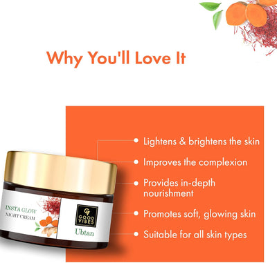 Good Vibes Ubtan Insta Glow Night Cream - Face Moisturiser, 50g - Image 2