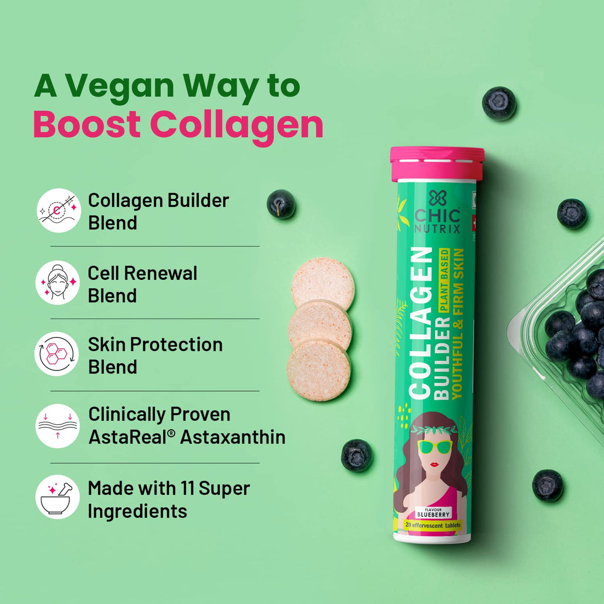 Chicnutrix Collagen Builder Plant-Based Supplement - Youthful Skin Support - Image 3