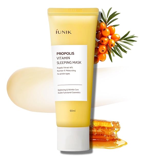 iUNIK Propolis Vitamin Glow Sleeping Mask - Vegan Night Moisturiser Cream, 50ml