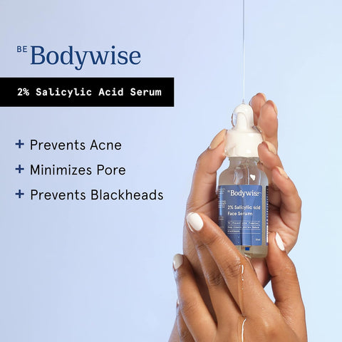 Bodywise 2% Salicylic Acid Face Serum for Women | Helps to Reduce Acne, Blackheads, Whiteheads | 2% Salicylic Acid and 0.5% Niacinamide for All Skin, 30ml