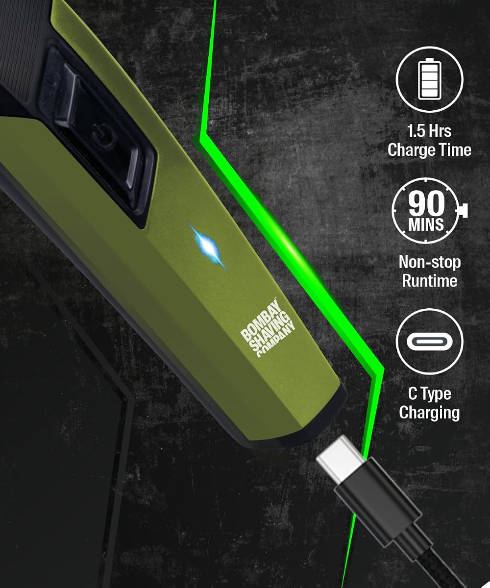 Bombay Shaving Company Power Play NXT Beard Trimmer - Self-Sharpening Blades, USB-C, 6 Comb Attachments, 1 Unit - Image 3