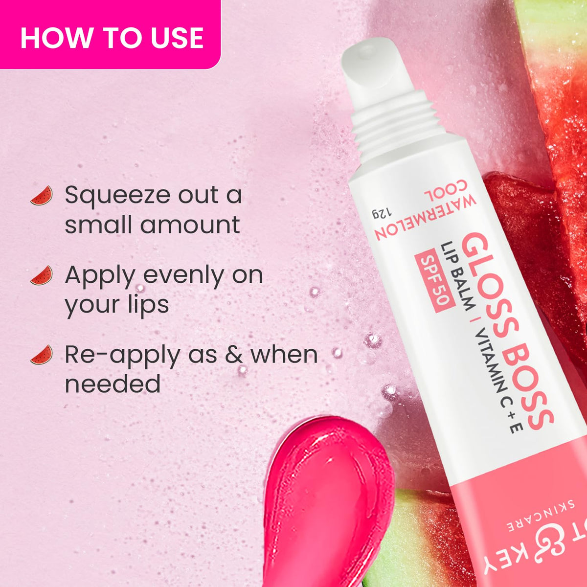 Dot & Key Gloss Boss Lip Balm with Vitamin C+E - Watermelon Rush, 12g - Image 7